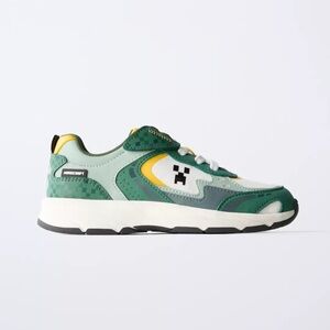 Minecraft Zara Kids Minecraft Sneakers in Green, Yellow, and White